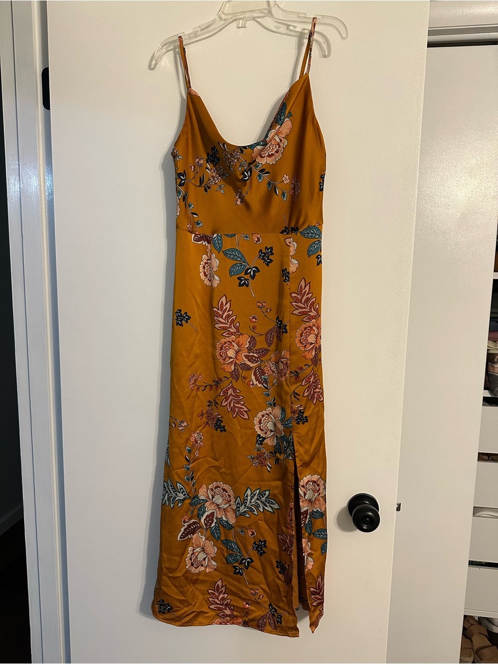 Canton Walker Satin Dress, Burnt Orange Color, Size S, Worn Once